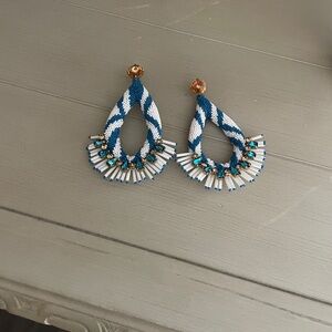 Blue and White Teardrop Earrings tory burch